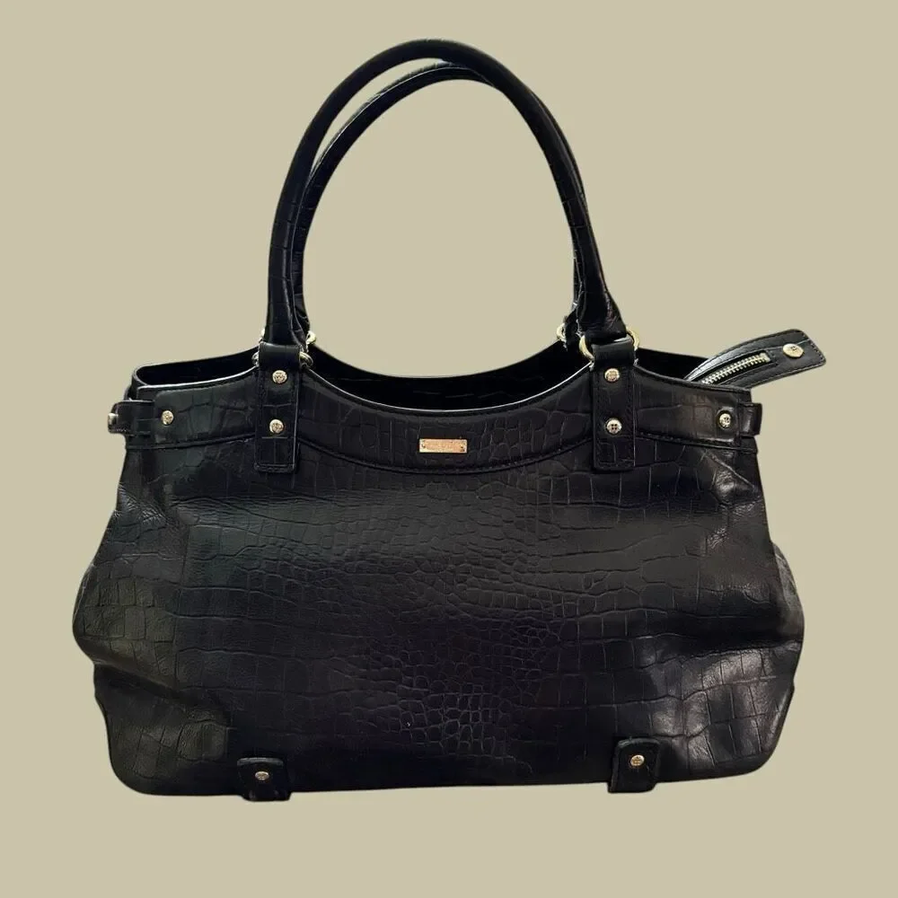 Kate Spade Black Embossed Leather Satchel